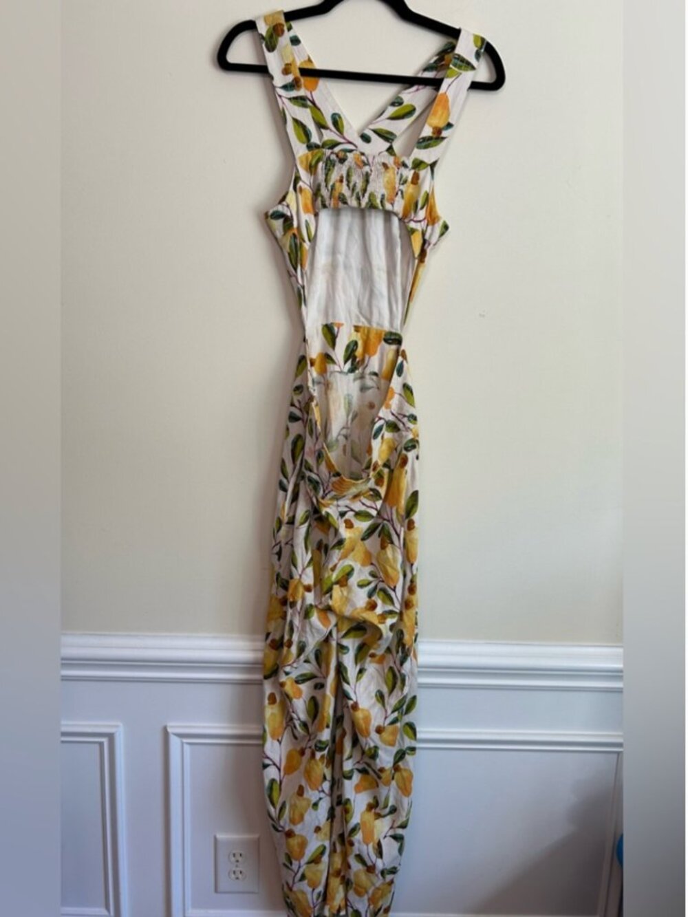FARM Rio Pear Print Halter Cutout Linen Jumpsuit - Picture 4 of 8